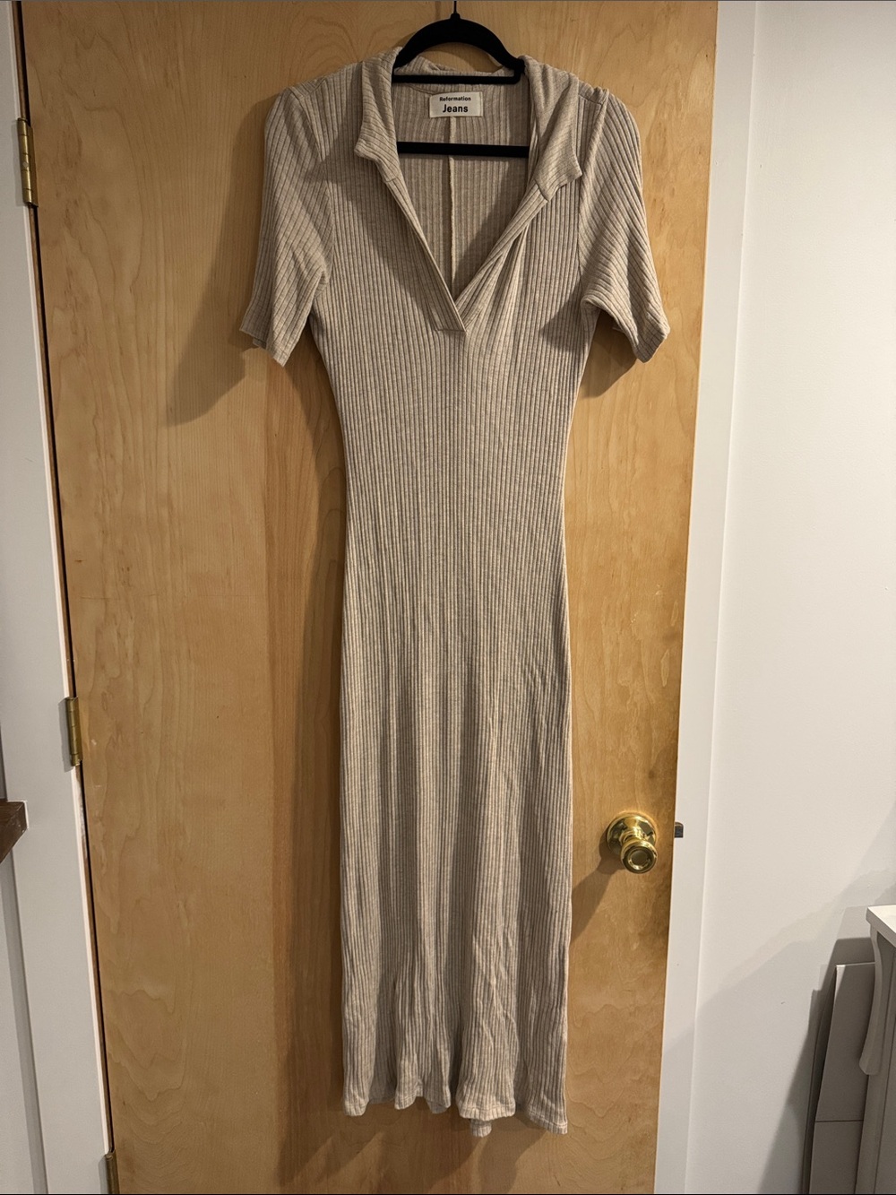 Reformation Ribbed Maxi Dress in Beige